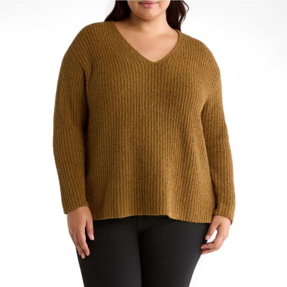Eileen Fisher Organic Cotton Cashmere Textured Knit Vneck Sweater
